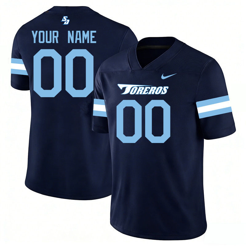 Custom San Diego Toreros Name And Number Football Jerseys-Navy